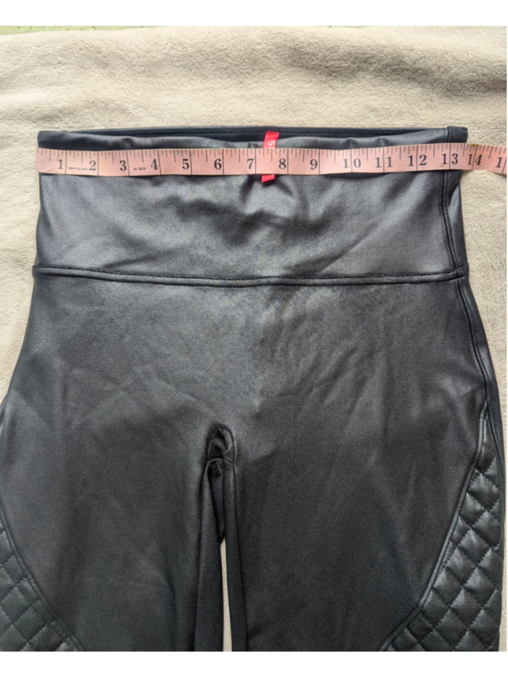 Spanx Black Faux Leather Quilted Moto Leggings Size Medium - Picture 7 of 13